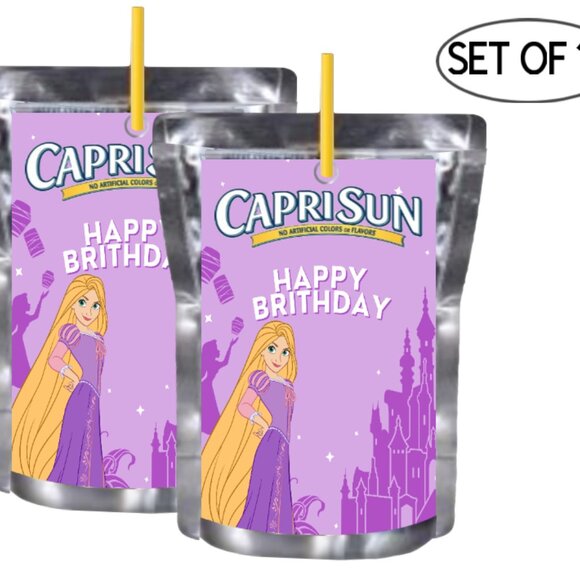 Happy Birthday Custom Juice Pouch Labels, Princess Castle Design, Set of 12 - Picture 3 of 4